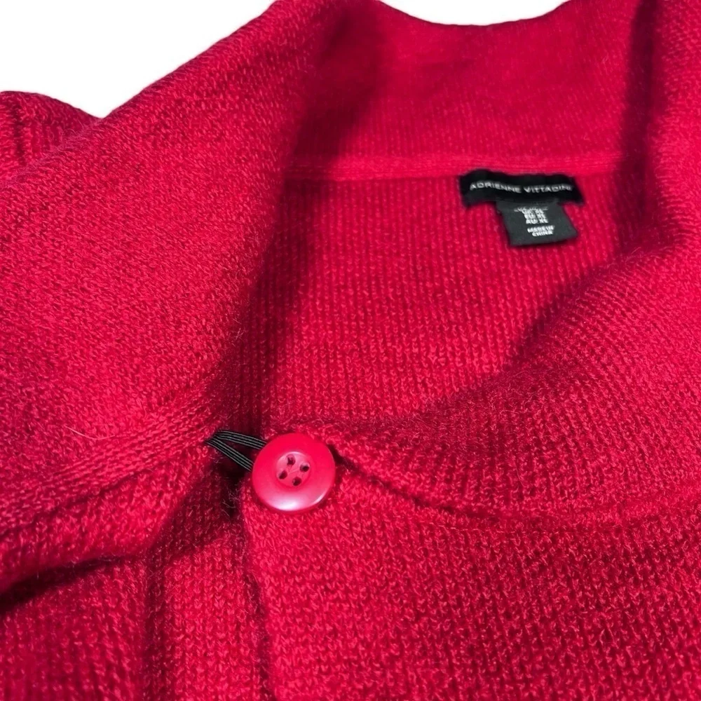 ADRIENNE VITTANINI Red Open Front Shawl Neckline Cardigan Sweater Jacket Size XL
